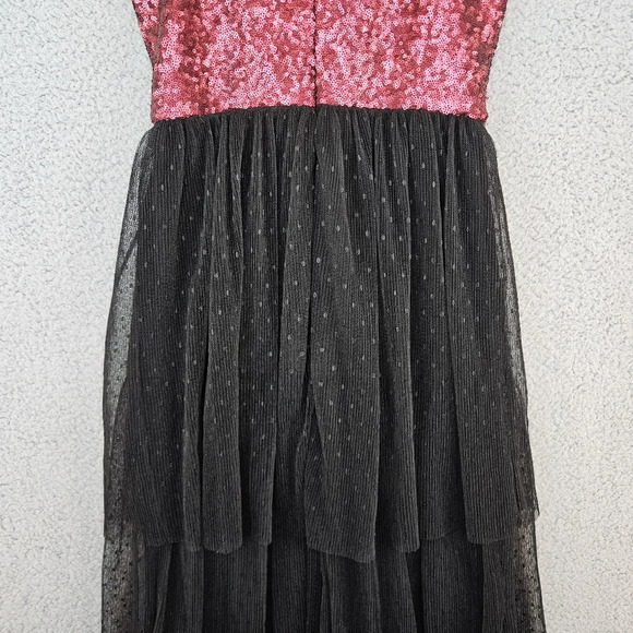 Dress The Population Women's Kady Dress Sz XS Merlot Sequins Tiered Tulle - Picture 10 of 13